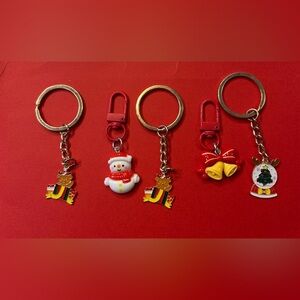 NWOT Festive Snowman and Bell Keychain Set